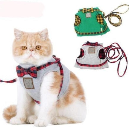 KFX-2369341 Adjustable Kitty Cat Harness with Leash, Knitted Fabric & Cotton Cloth, Multiple Sizes Available