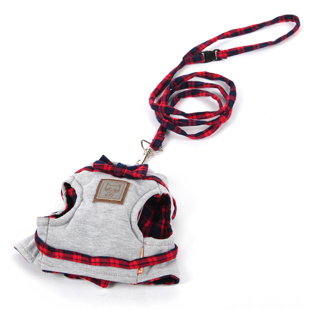 KFX-2369341 Adjustable Kitty Cat Harness with Leash, Knitted Fabric & Cotton Cloth, Multiple Sizes Available