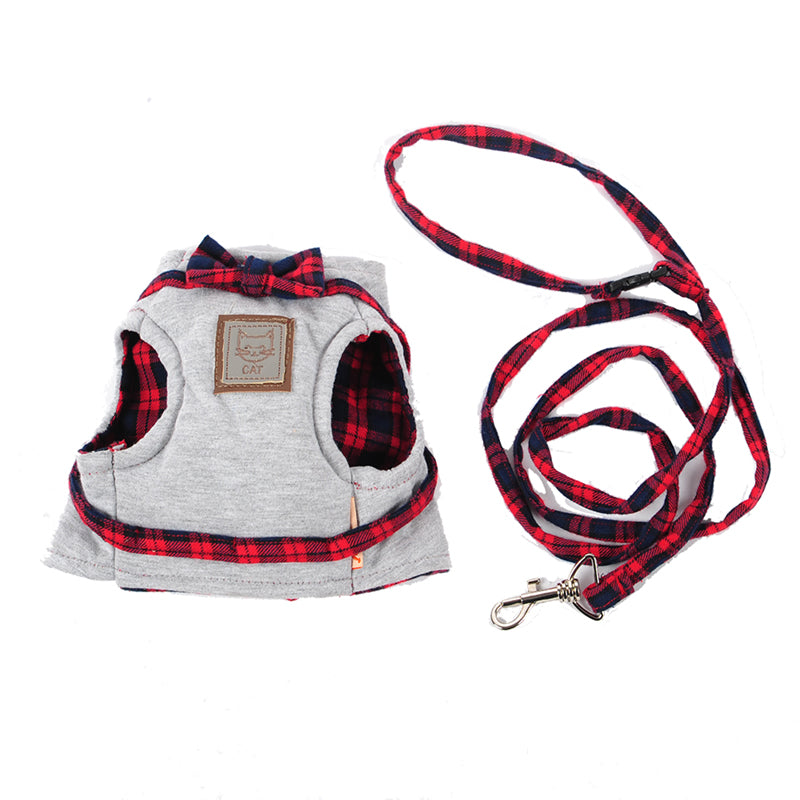 KFX-2369341 Adjustable Kitty Cat Harness with Leash, Knitted Fabric & Cotton Cloth, Multiple Sizes Available