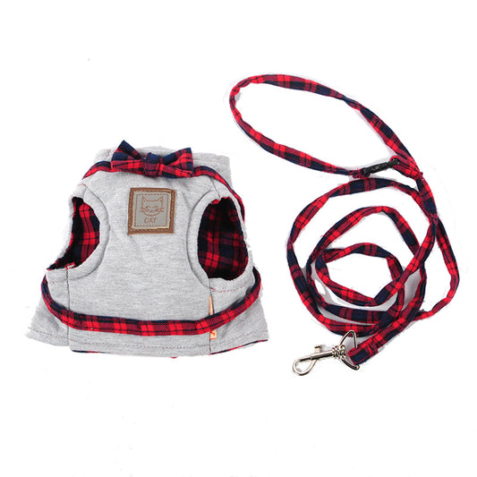 KFX-2369341 Adjustable Kitty Cat Harness with Leash, Knitted Fabric & Cotton Cloth, Multiple Sizes Available
