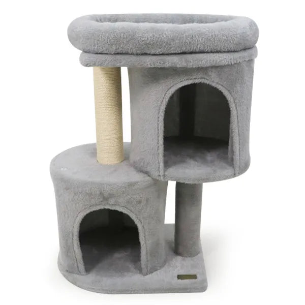 KFX-2369725 Compact 26" Cat Tree with 2 Condos and Sisal Scratching Posts for Small Spaces