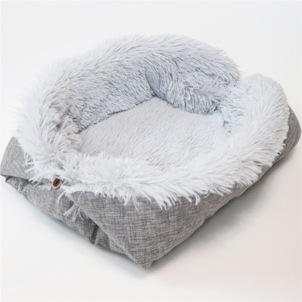 KFX-2370109 Cozy Dual-Use Plush Pet Bed in Gray for Dogs - M & L Sizes Available
