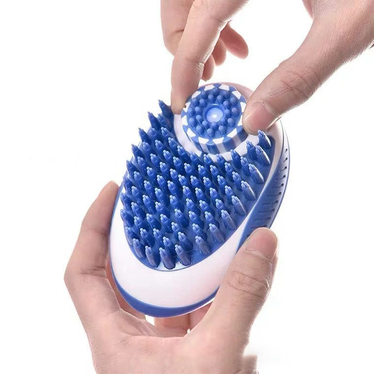 KFX-2371645 Silicone Bath Brush and Massage Comb for Cats and Dogs with Liquid Storage