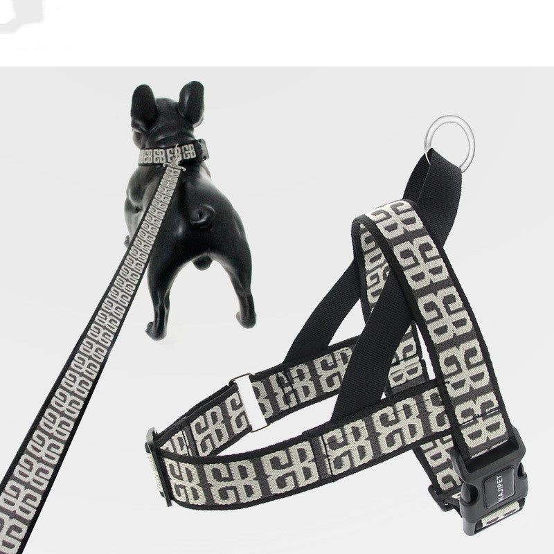 KFX-2375613 Durable Nylon Dog Rope with Collar and Chest Strap for Small to Medium Breeds