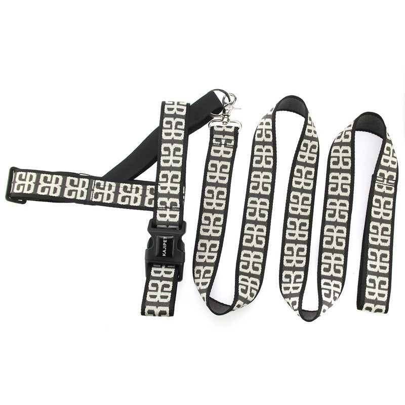 KFX-2375613 Durable Nylon Dog Rope with Collar and Chest Strap for Small to Medium Breeds