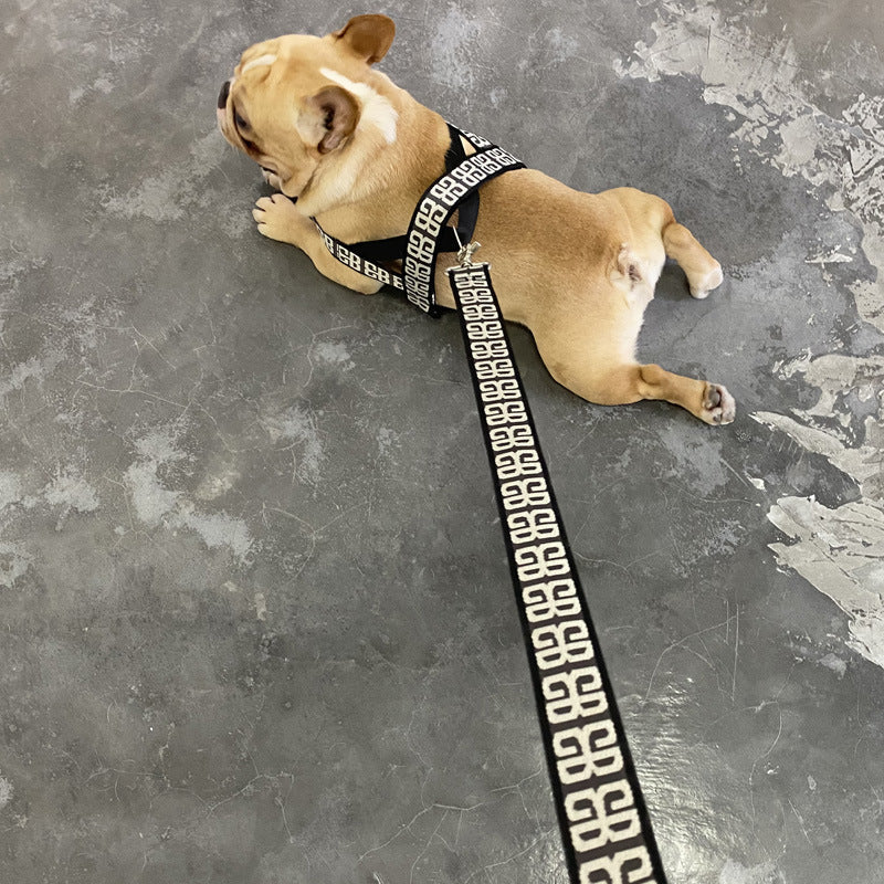 KFX-2375613 Durable Nylon Dog Rope with Collar and Chest Strap for Small to Medium Breeds