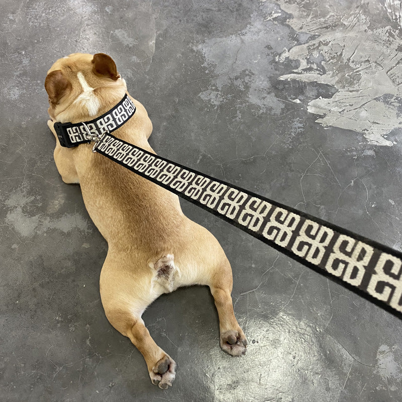 KFX-2375613 Durable Nylon Dog Rope with Collar and Chest Strap for Small to Medium Breeds