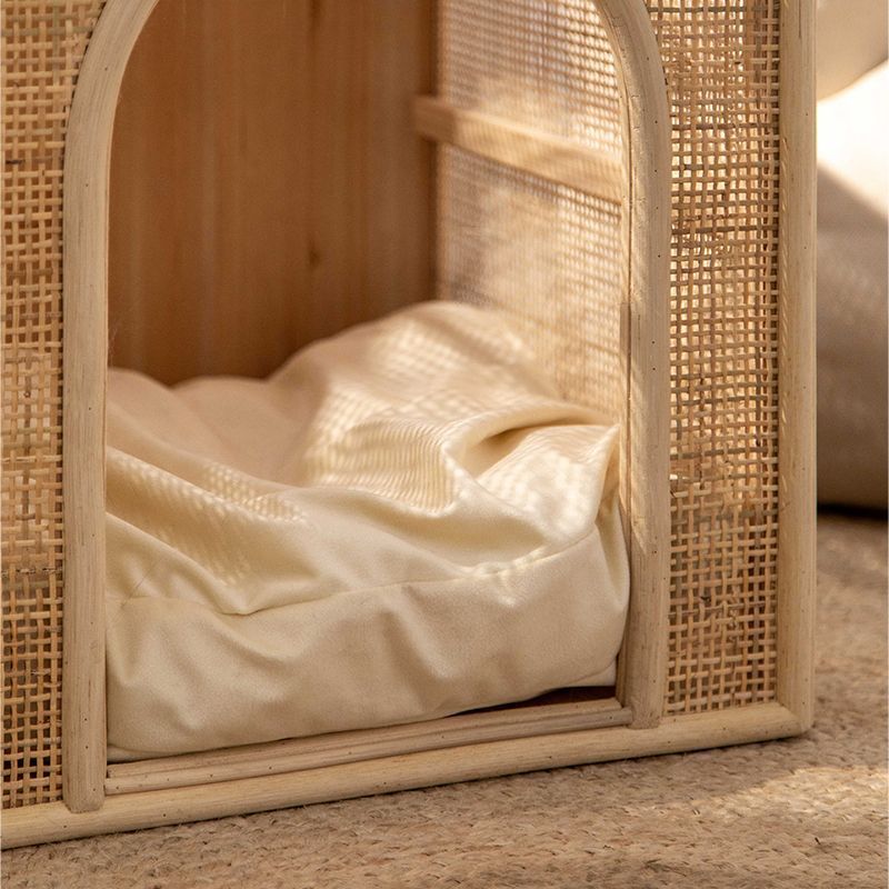 KFX-2375869 Woven Rattan Cat Bed for Comfortable Summer Ventilation - All-Season Pet Nest