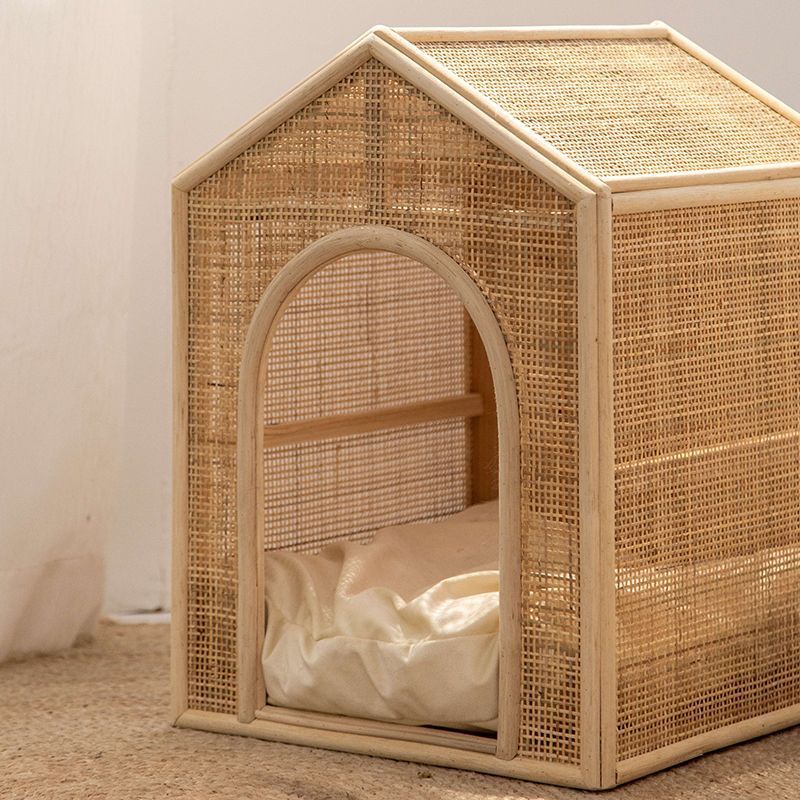 KFX-2375869 Woven Rattan Cat Bed for Comfortable Summer Ventilation - All-Season Pet Nest