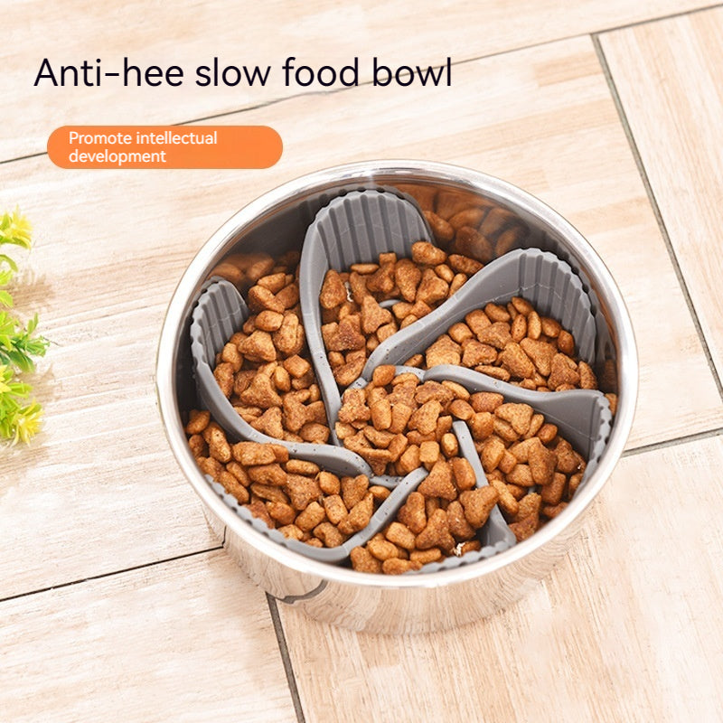 KFX-2375997 Pet Rotating Slow Feed Bowl with Silicone Base for Controlled Eating