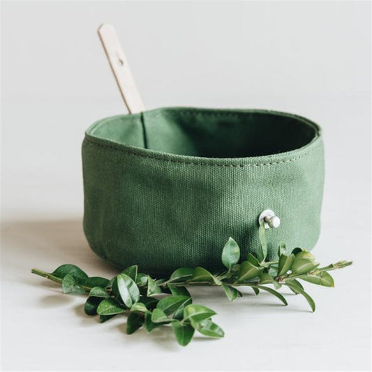 KFX-2378045 Foldable Waterproof Round Dog Bowl - Oil Wax Canvas, 150x75mm