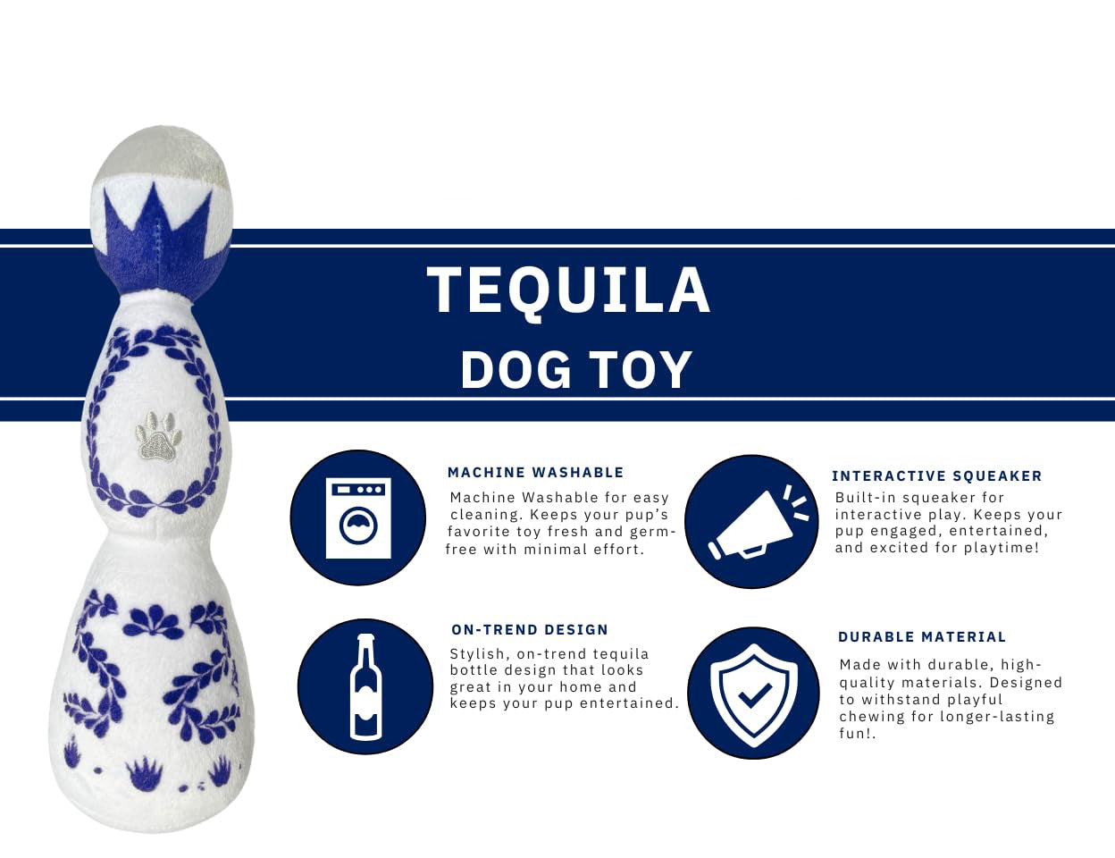 KFX-2379069 Tequila Bottle Plush Dog Toy with Squeaker - Fun and Soft for All Dog Sizes