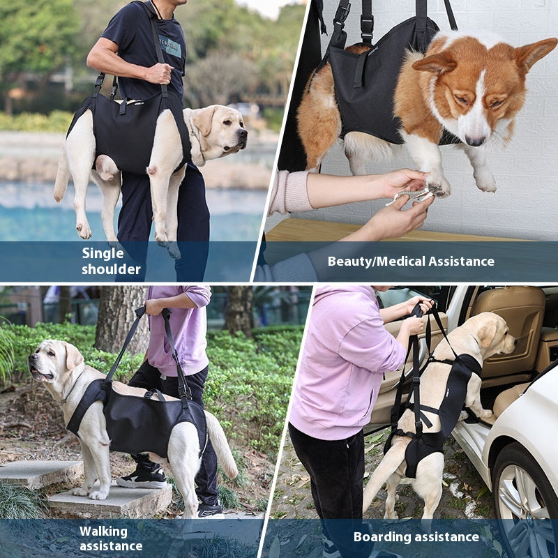 KFX-2380861 Oxford Cloth Dog Travel Auxiliary Strap - Durable Pet Chain Ring in Black