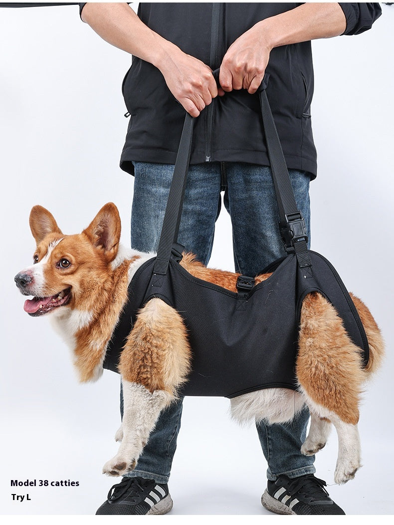 KFX-2380861 Oxford Cloth Dog Travel Auxiliary Strap - Durable Pet Chain Ring in Black