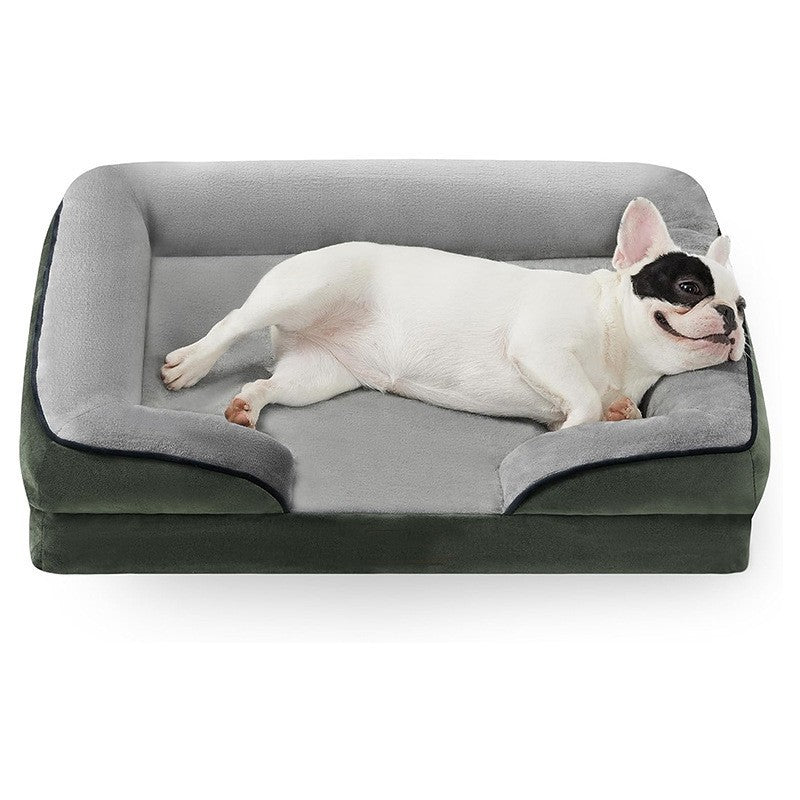 KFX-2381629 Comfortable Detachable Dog Plush Sofa Pet Bed in Gray, Dark Green, Brown, Blue, or Dark Gray - Multiple Sizes Available