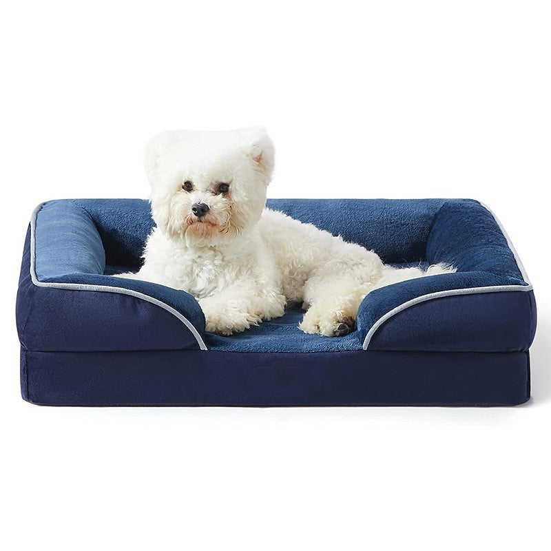 KFX-2381629 Comfortable Detachable Dog Plush Sofa Pet Bed in Gray, Dark Green, Brown, Blue, or Dark Gray - Multiple Sizes Available