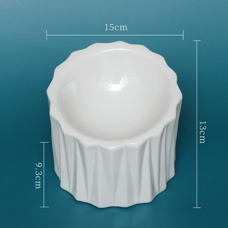 KFX-2381757 Ceramic Pet Bowl with Neck Guard – Scratch-Resistant, Stable, and Safe Design in White, Pink, Green