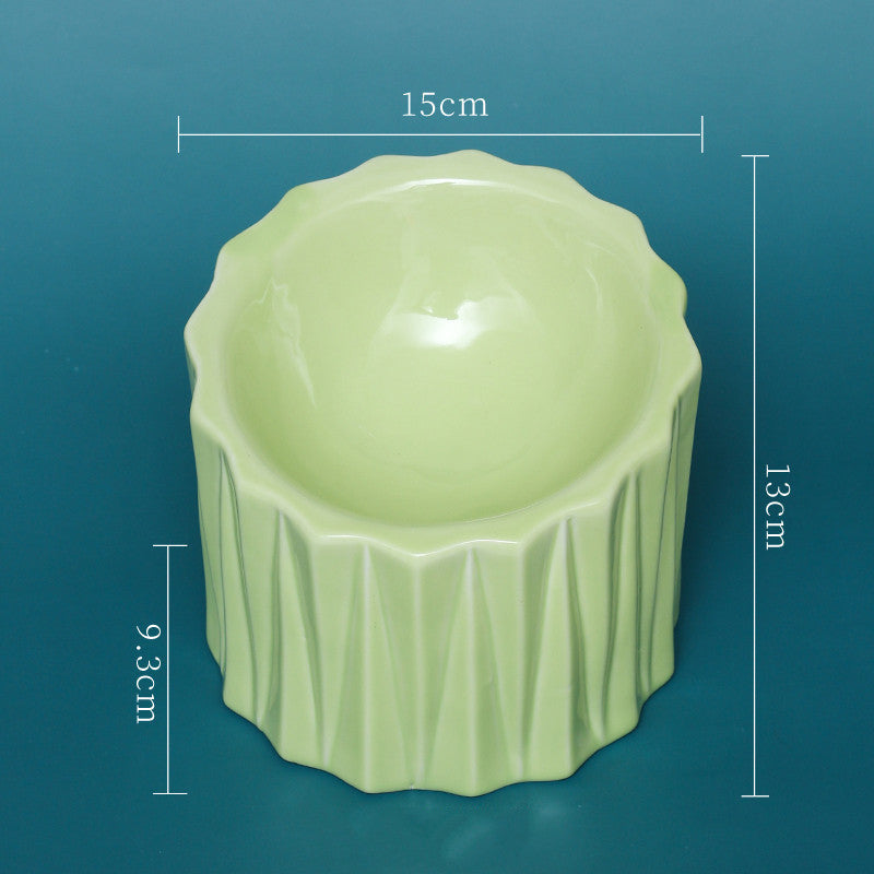 KFX-2381757 Ceramic Pet Bowl with Neck Guard – Scratch-Resistant, Stable, and Safe Design in White, Pink, Green