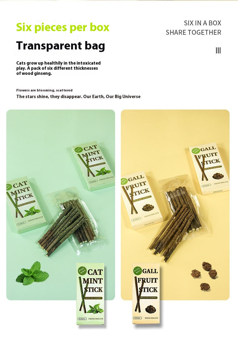 KFX-2382397 Cat Molar Rods for Healthy Chewing – Pack of 6 Mint-flavored Toys