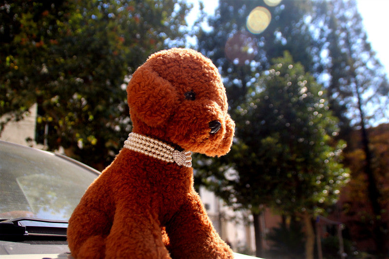 KFX-2383549 Heart-Shaped Pearl & Rhinestone Pet Collar in White, Pink, and Lake Blue