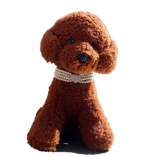 KFX-2383549 Heart-Shaped Pearl & Rhinestone Pet Collar in White, Pink, and Lake Blue