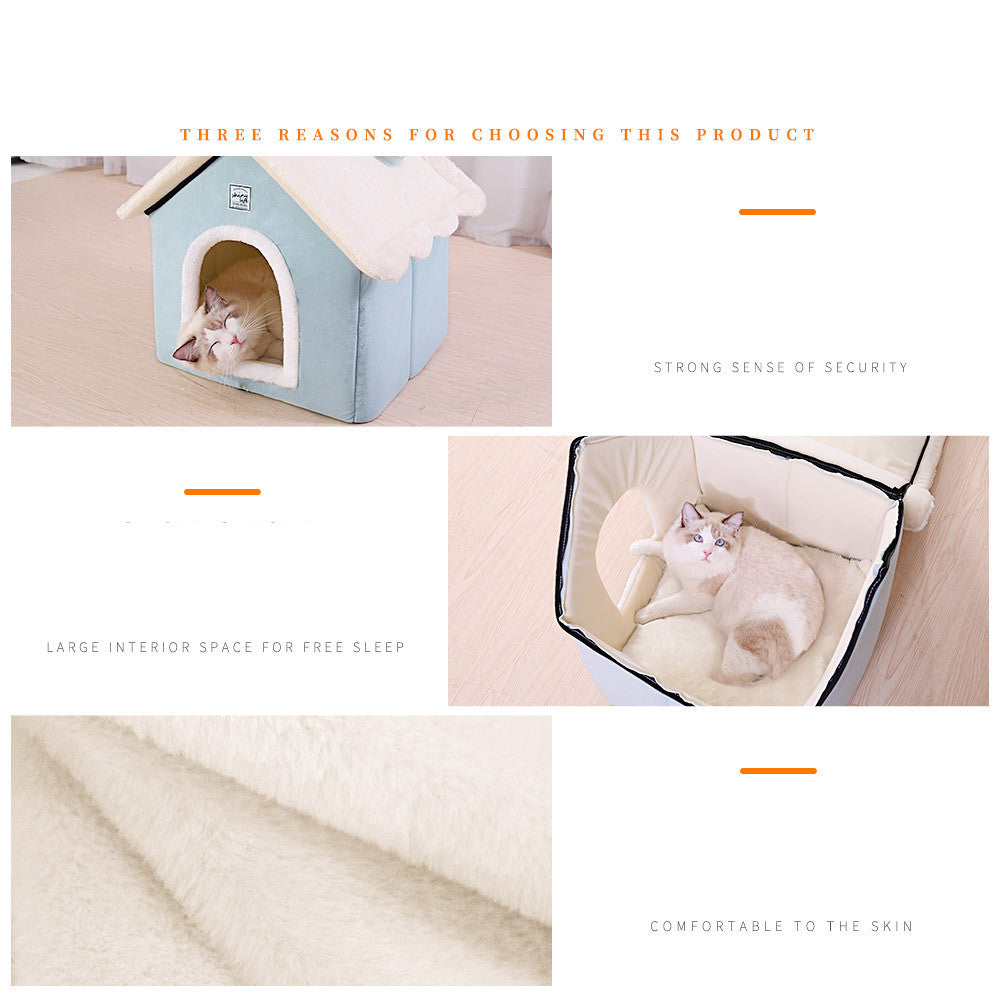 KFX-2385597 Cozy Closed Dog Kennel House - Soft, Warm, Light Green Pet Shelter ( XS, S, M Sizes Available)