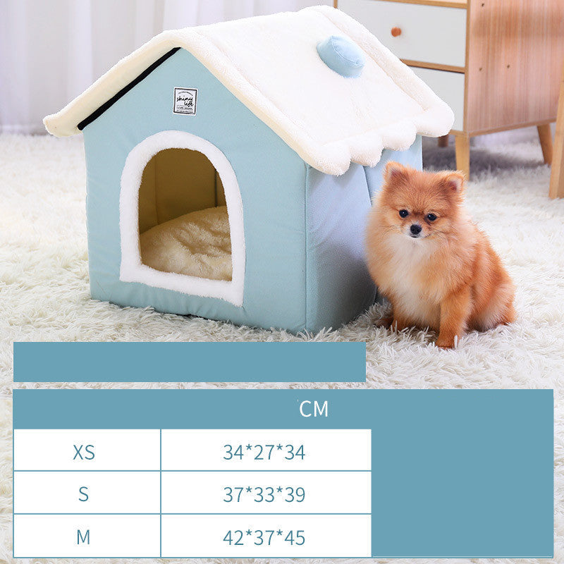 KFX-2385597 Cozy Closed Dog Kennel House - Soft, Warm, Light Green Pet Shelter ( XS, S, M Sizes Available)