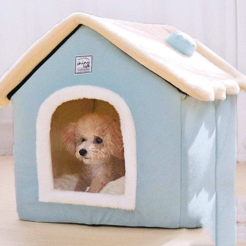 KFX-2385597 Cozy Closed Dog Kennel House - Soft, Warm, Light Green Pet Shelter ( XS, S, M Sizes Available)