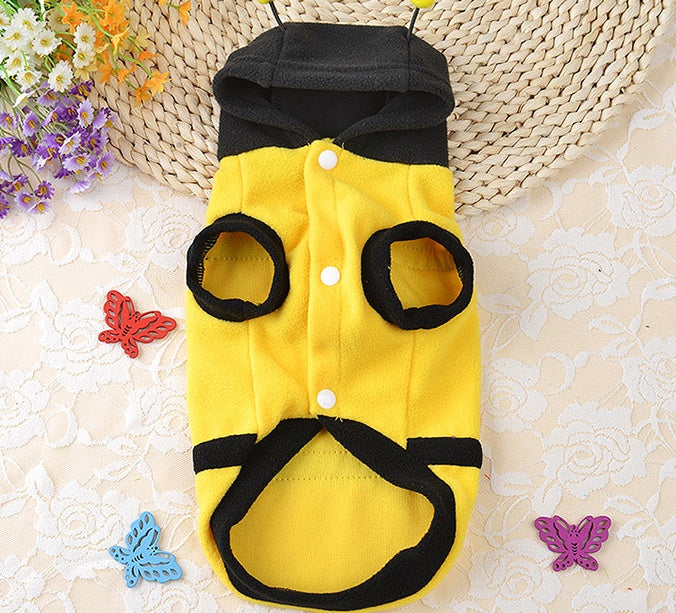 KFX-2385725 Soft Fleece Dog and Cat Clothes with Cute Bee Design - Comfortable Pet Apparel in Various Sizes