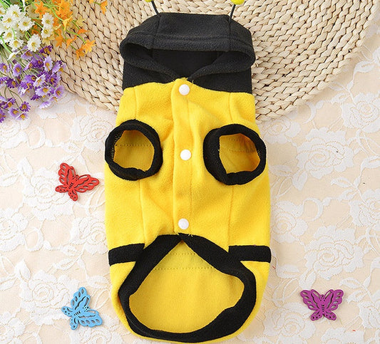 KFX-2385725 Soft Fleece Dog and Cat Clothes with Cute Bee Design - Comfortable Pet Apparel in Various Sizes