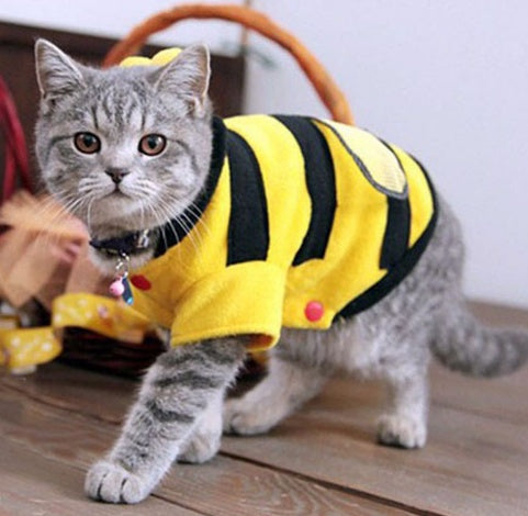 KFX-2385725 Soft Fleece Dog and Cat Clothes with Cute Bee Design - Comfortable Pet Apparel in Various Sizes