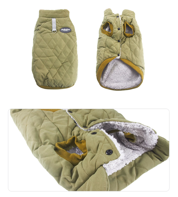 KFX-2386109 Diamond Lattice Cotton-Padded Winter Clothes for Corgis and Small Dogs - Casual Outdoor Style
