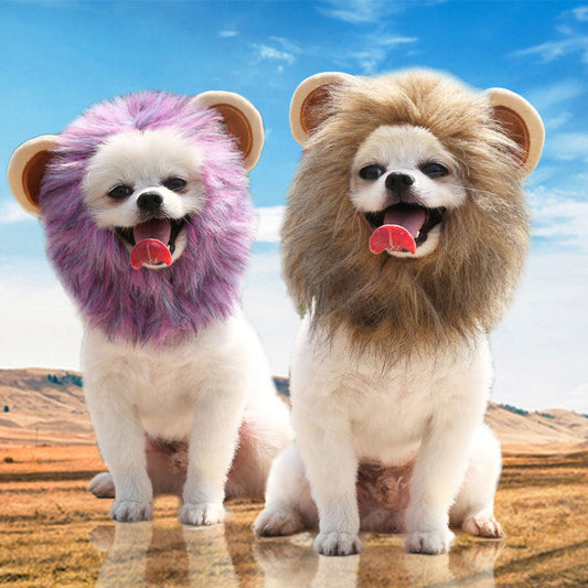 KFX-2386365 Pet Lion Mane Hat for Cats and Small Dogs - Funny Costume for Halloween and Festivals
