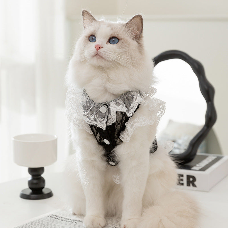 KFX-2387133 Lace Traction Vest for Cats and Kittens - Lightweight Polyester Clothing, Multiple Sizes Available