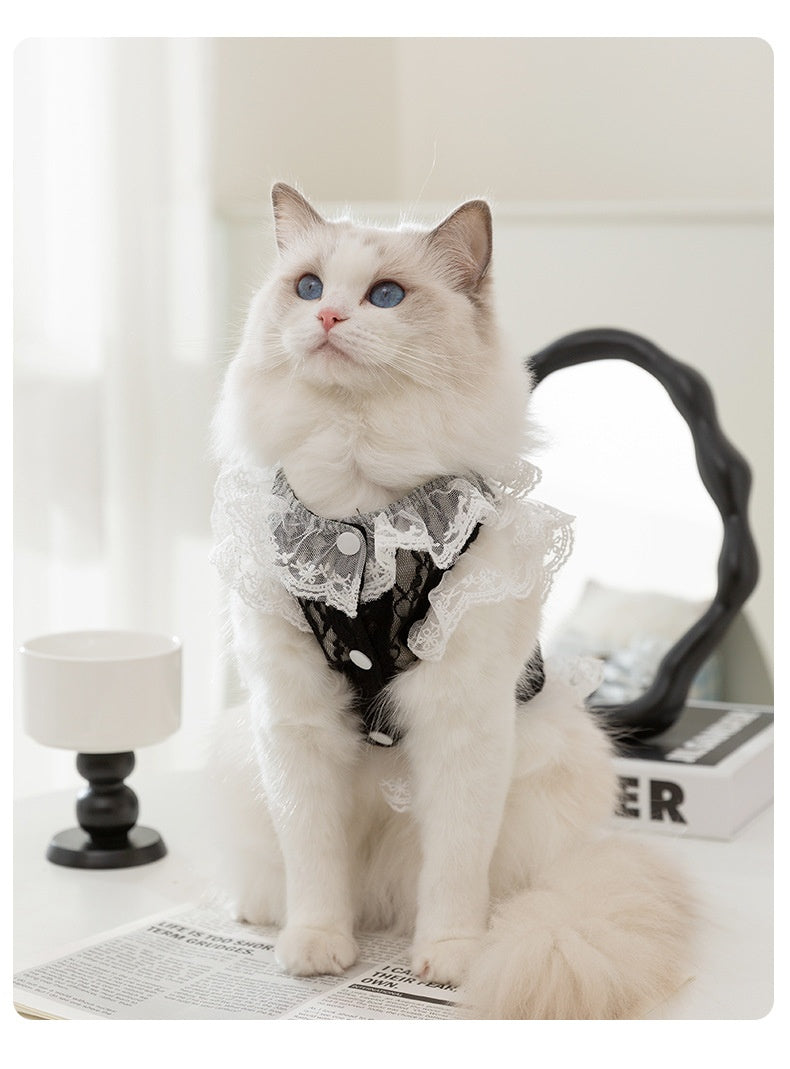 KFX-2387133 Lace Traction Vest for Cats and Kittens - Lightweight Polyester Clothing, Multiple Sizes Available