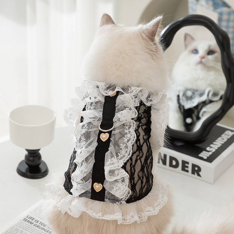 KFX-2387133 Lace Traction Vest for Cats and Kittens - Lightweight Polyester Clothing, Multiple Sizes Available