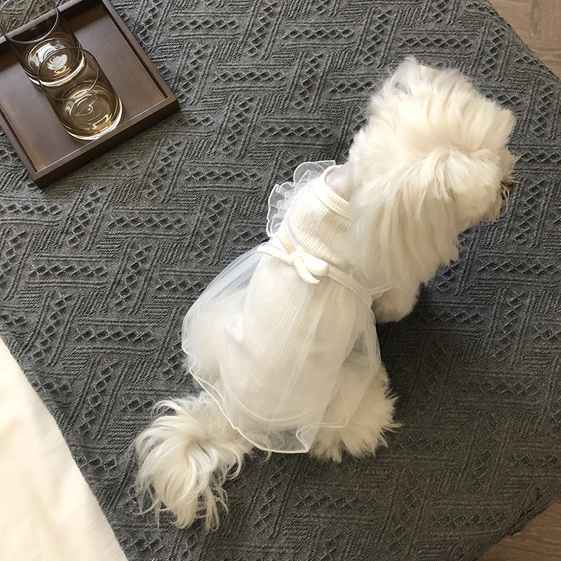 KFX-2387901 Princess Style Korean White Cotton Dog Skirt for XS to L Sizes