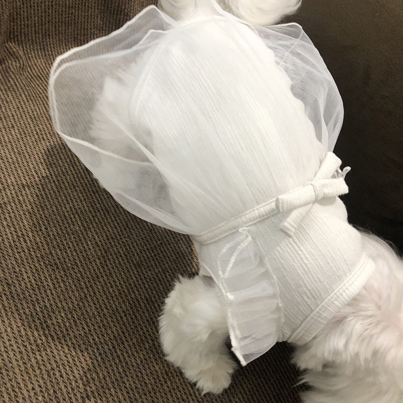 KFX-2387901 Princess Style Korean White Cotton Dog Skirt for XS to L Sizes