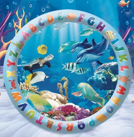 KFX-2388157 Cooling Pet Water Bed Cushion for Dogs and Cats - Inflatable Ice Pad with Fun Underwater Designs - 65cm and 100cm Sizes Available