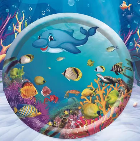KFX-2388157 Cooling Pet Water Bed Cushion for Dogs and Cats - Inflatable Ice Pad with Fun Underwater Designs - 65cm and 100cm Sizes Available
