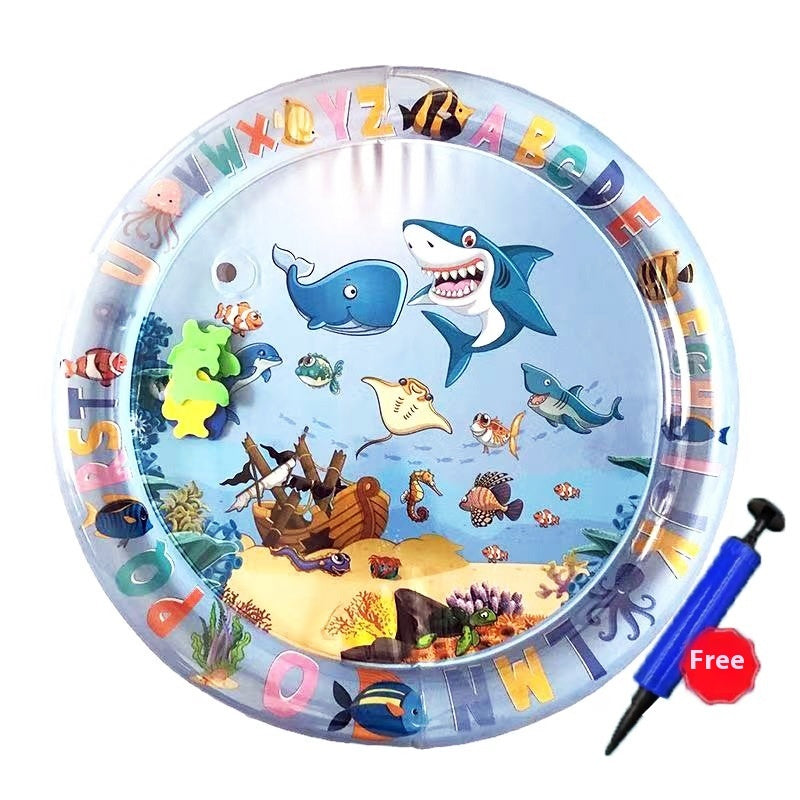 KFX-2388157 Cooling Pet Water Bed Cushion for Dogs and Cats - Inflatable Ice Pad with Fun Underwater Designs - 65cm and 100cm Sizes Available