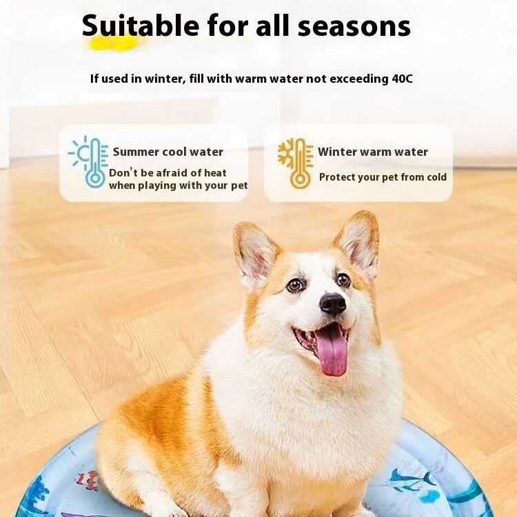 KFX-2388157 Cooling Pet Water Bed Cushion for Dogs and Cats - Inflatable Ice Pad with Fun Underwater Designs - 65cm and 100cm Sizes Available