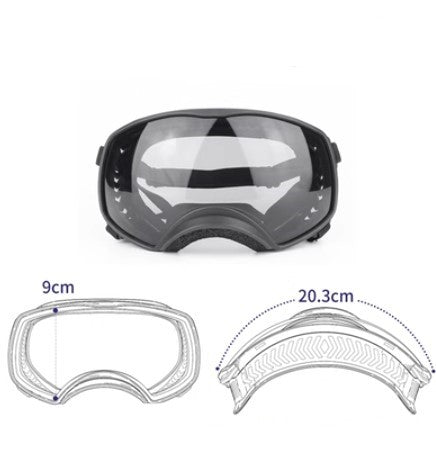 KFX-2388925 Large Dog Safety Goggles for Eye Protection against Wind, Rain, and Snow - Black and White Frames