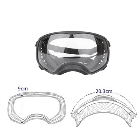 KFX-2388925 Large Dog Safety Goggles for Eye Protection against Wind, Rain, and Snow - Black and White Frames
