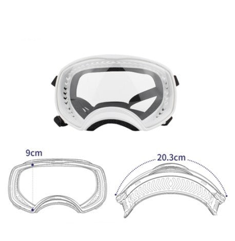 KFX-2388925 Large Dog Safety Goggles for Eye Protection against Wind, Rain, and Snow - Black and White Frames