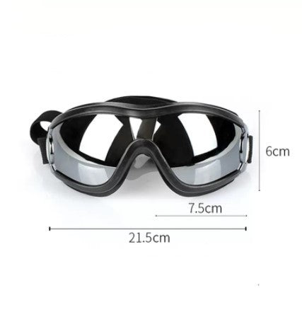 KFX-2388925 Large Dog Safety Goggles for Eye Protection against Wind, Rain, and Snow - Black and White Frames