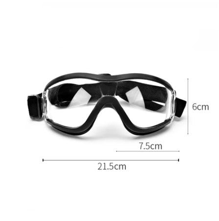 KFX-2388925 Large Dog Safety Goggles for Eye Protection against Wind, Rain, and Snow - Black and White Frames