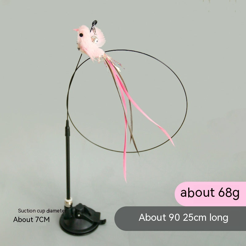 KFX-2392125 Feather Cat Toy Replacement Head with Long Brush and Sucker for Interactive Play