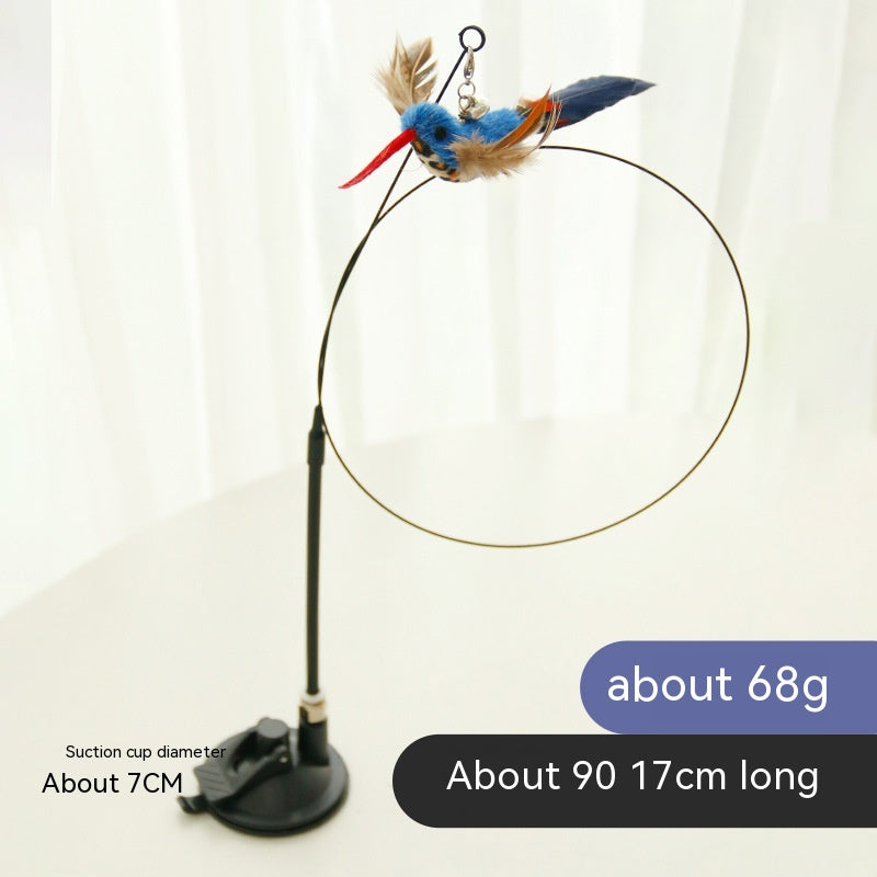 KFX-2392125 Feather Cat Toy Replacement Head with Long Brush and Sucker for Interactive Play
