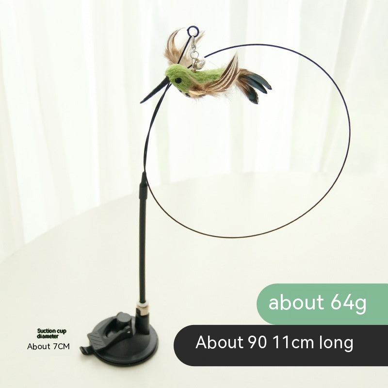 KFX-2392125 Feather Cat Toy Replacement Head with Long Brush and Sucker for Interactive Play